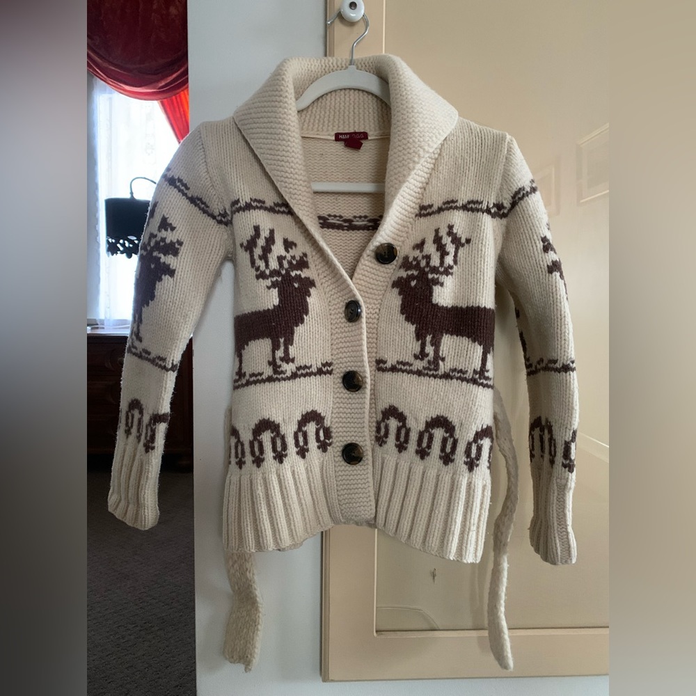 H&M Winter deer sweater hand knit wool Christmas